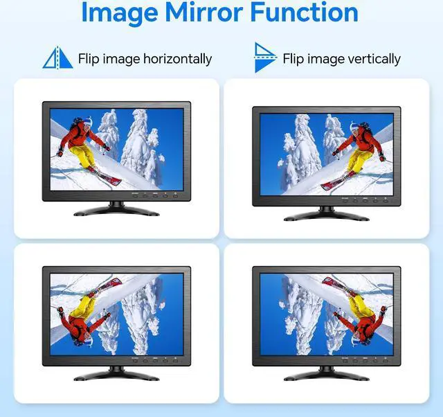 Alt view image 4 of 5 - Eyoyo 10.1 inch Security Monitor 1366x768 Resolution, Small HDMI Monitor Supporting HDMI VGA AV BNC USB Input, Small Screen with Built-in Speakers for PC CCTV Camera NVR
