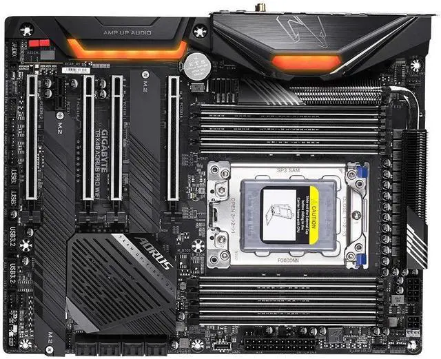Alt view image 4 of 5 - GIGABYTE TRX40 AORUS PRO WIFI (sTRX/AMD/TRX40/Fins-Array Heatsink/12+2 Phases Infineon Digital VRM/3x PCIe 4.0x4 M.2/Intel WiFi 6/Intel GbE LAN/ATX/Motherboard)