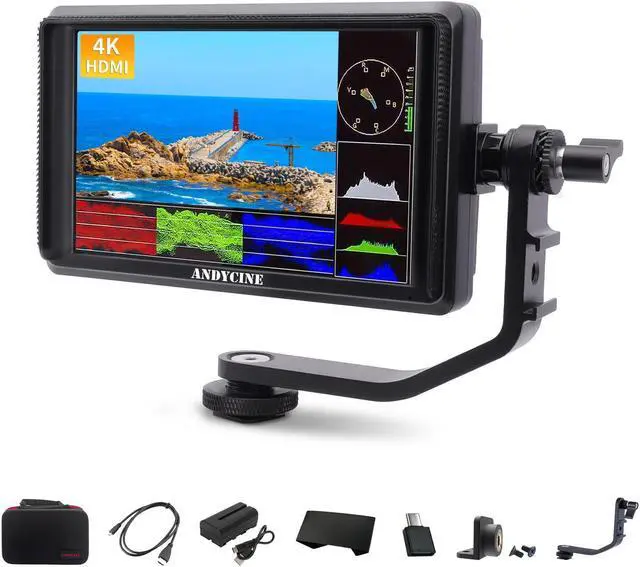 Main image of ANDYCINE A6 V2 6 Inch HDMI Field Monitor 1920x1080 Camera Fiedl Monitor Bundle with 4k HDMI in/Out Tilt Arm, Power Output, Battery & Carry Case Included