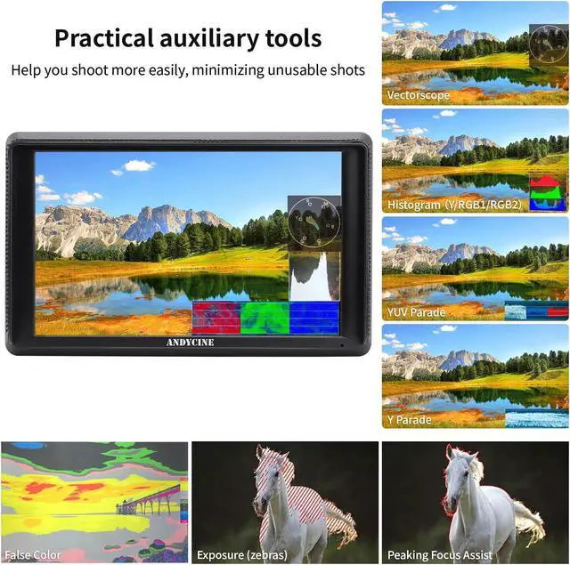 Alt view image 4 of 5 - ANDYCINE A6 V2 6 Inch HDMI Field Monitor 1920x1080 Camera Fiedl Monitor Bundle with 4k HDMI in/Out Tilt Arm, Power Output, Battery & Carry Case Included