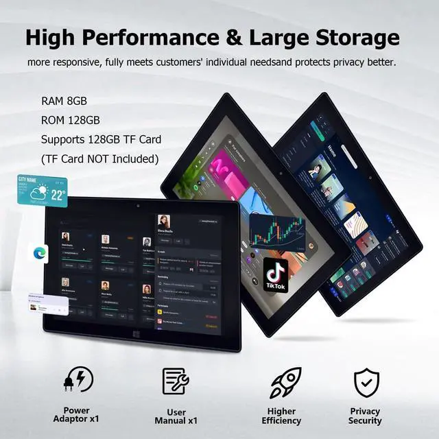 Alt view image 5 of 5 - HONGSAMDE 2025 Windows Tablet, 2 in 1 10.1 Inch Windows 11 Pro Tablet PC, 8GB RAM 128GB SSD, Intel Celeron N4000 CPU 1280x800 IPS FHD Touch,with Mini HDMI/5GWiFi/Bluetooth/USB3.0/Dual Cameras/Keyboard
