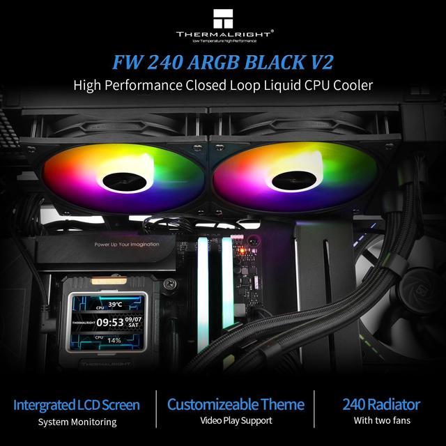 Alt view image 2 of 5 - Thermalright FW240 Black ARGB V2 CPU AIO Cooler,PC 240 Specification Water Cooler System,IPS LCD Screen with 320 * 240 Resolution,for AM5&Intel LGA1700/1851,CPU Cooler Comes with 2.4-inch LCD Display