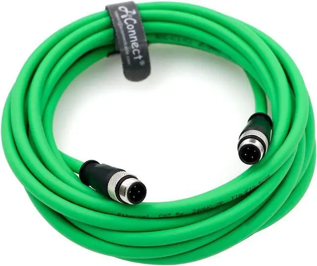 Alt view image 2 of 5 - AConnect M12-D-Code Ethernet-Cable for Industrial Camera M12 4 Pin Male D-Code to 4 Pin Male D-Code Shielded Cat5e Ethernet Cord Waterproof 5M/16.4Ft