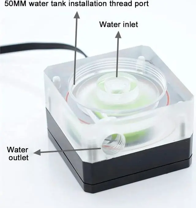 Alt view image 4 of 5 - Acogedor Water Cooling Pump, 500L H Ultra-Thin PMMA PWM Speed Control 3 Meters Pump Head, 12V CPU Water Cooler for PC Water Cooling Systems