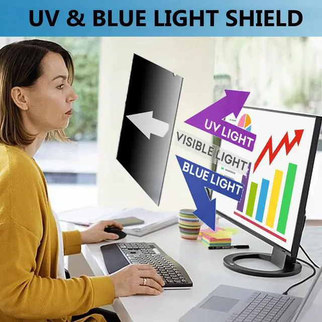 Alt view image 4 of 5 - ACONETMAX 34 Inch(Diagonal) Computer Privacy Screen Filter for Ultrawide 21:9 Curved Monitor, Anti-blue Light Protection Anti-Glare Privacy Screen Protector Film (31 3/8" x 13 3/16")