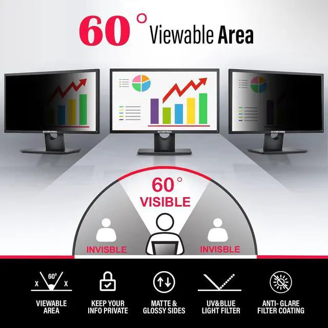 Alt view image 3 of 5 - ACONETMAX 34 Inch(Diagonal) Computer Privacy Screen Filter for Ultrawide 21:9 Curved Monitor, Anti-blue Light Protection Anti-Glare Privacy Screen Protector Film (31 3/8" x 13 3/16")