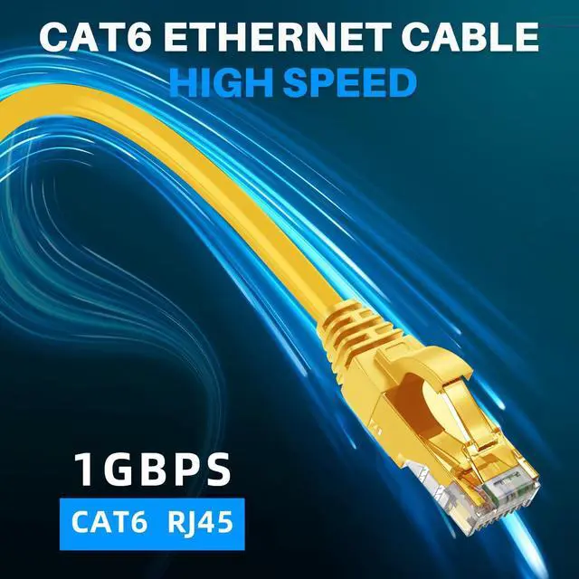 Alt view image 5 of 5 - Adoreen Cat 6 Ethernet Cable 250 Ft-Yellow, Outdoor & Indoor Snagless Long Round RJ45 Network Cable, POE, Soft Flexible Gbps Internet LAN Computer Patch Cord for Router Modem Switch Fast Gaming+ Ties
