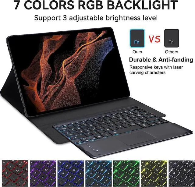 Alt view image 3 of 5 - Keyboard Case for Samsung Galaxy Tab S9 Ultra, (14.6 Inch, 2023 Release) SM-X910/X916B/X918U, S9 Ultra Keyboard - Backlit Magnetic Detachable Keyboard