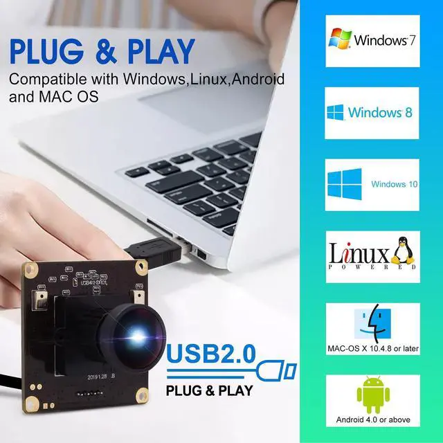Alt view image 5 of 5 - ALPCAM 4K USB Camera Ultra HD 2160P Webcam with IMX317 Sensor, 170 Degree Fisheye Lens, Dual Microphone, Plug and Play for Windows/Mac/Linux/Raspberry Pi