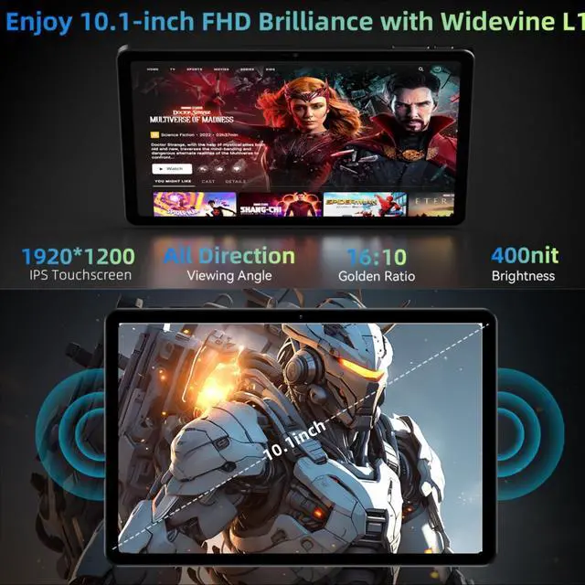 Alt view image 3 of 5 - Alphawolf Android Tablet 10 inch Tablets, FHD 1920 * 1200 Display, 16GB RAM 128GB ROM Octa Core Processor, Widevine L1, 2.4G/5G WiFi Tablet Android 14