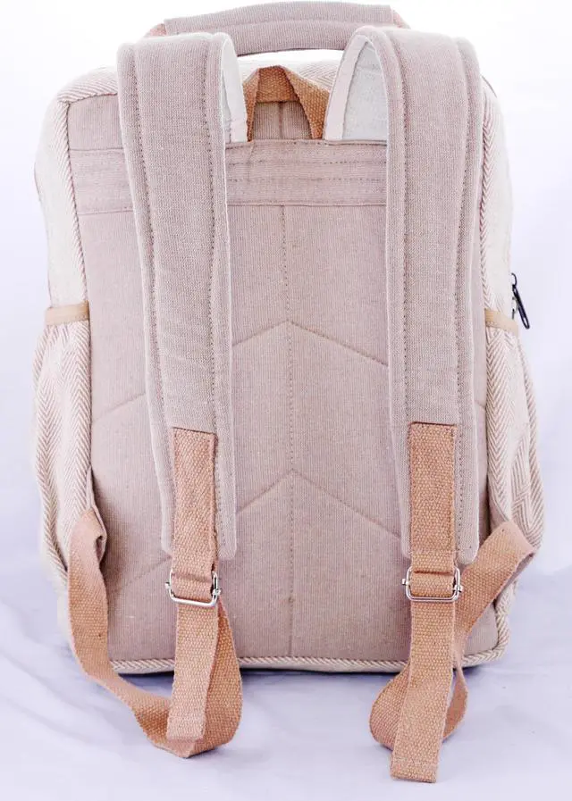 Alt view image 3 of 5 - Anitya Hemp Backpack, Multi-Functional Pockets, Eco-Friendly, Unisex, Hiking Daypack, Durable Rucksack (AHLB05)