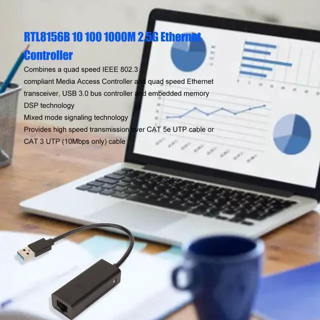 Alt view image 3 of 5 - ASHATA USB C to Ethernet Adapter, USB C to Ethernet RJ45 Adapter, RTL8156B 10 100 1000M 2.5G USB C to RJ45 Network Adapter, RJ45 to Type C Ethernet Network Adapter