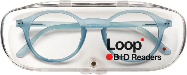 Alt view image 3 of 5 - B + D Blue Light Bloking Reader Glasses Loop Readers Blue Color Without Magnification