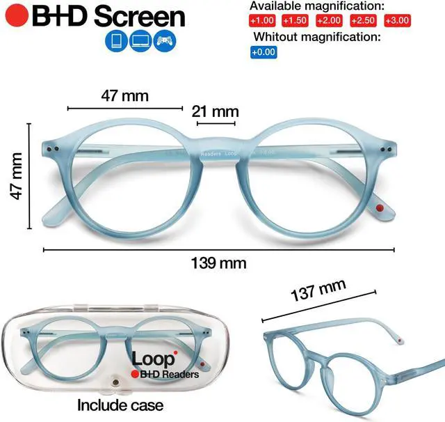Alt view image 4 of 5 - B + D Blue Light Bloking Reader Glasses Loop Readers Blue Color Without Magnification
