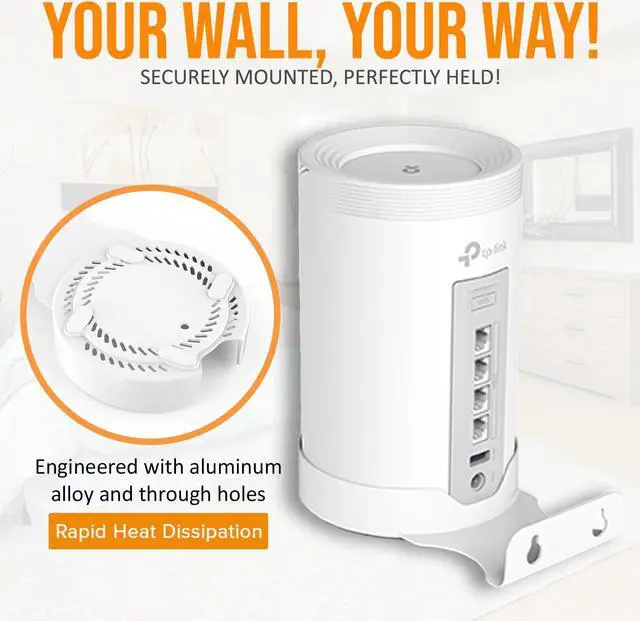 Alt view image 4 of 5 - Bangcheer Wall Mount for TP-Link Deco BE75/BE85/BE95/BE17000/BE22000/BE33000 Whole Home Mesh WiFi 7, Upgrade Stable Saving Space Aluminum Alloy Wall Hanging Bracket Holder (3Pack,White)