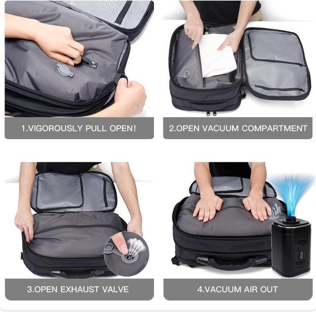 Alt view image 4 of 5 - BANGE Airback Backpack with electronic scaleVacuum Compression Travel Backpack,Expandable Backpacks with Pump for Airplanes (No Air Pump)