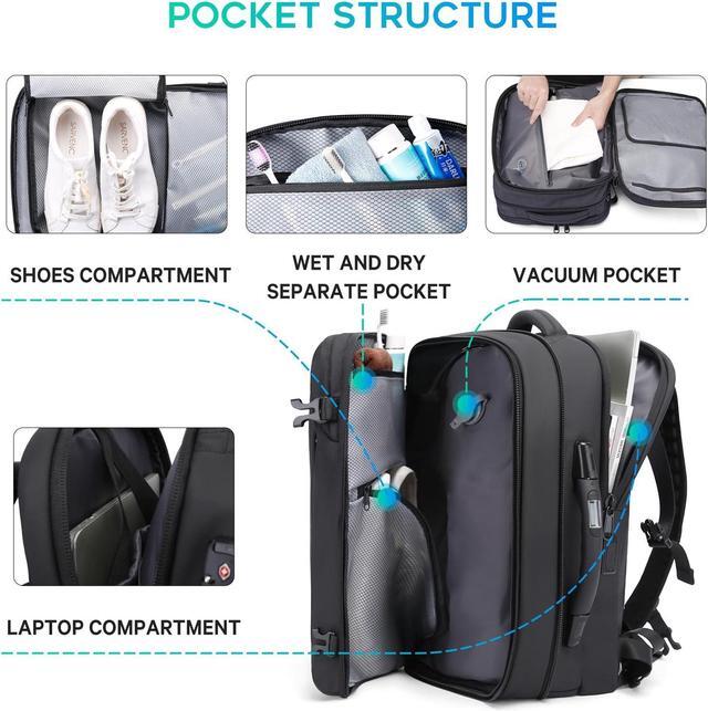 Alt view image 5 of 5 - BANGE Airback Backpack with electronic scaleVacuum Compression Travel Backpack,Expandable Backpacks with Pump for Airplanes (No Air Pump)