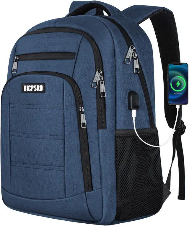 Main image of Backpack for Men Women, School Backpack for Teens Boys Girls, Work Business Backpack with USB Charging Port,Water Resistant College Computer Bookbag Fits 15.6 Inch Laptop,Back Pack,Mochilas Blue