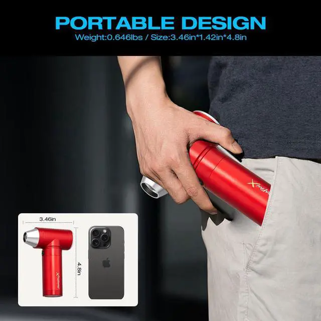 Alt view image 4 of 5 - BHTOP Compressed Air Duster 110000RPM Electric Air Duster & Dust Absorption for Cleaning PC&Keyboard,Handheld Turbo 3 Speeds Rechargeable Cordless Jet Dry Blower Air Blower for Car Home,Outdoors