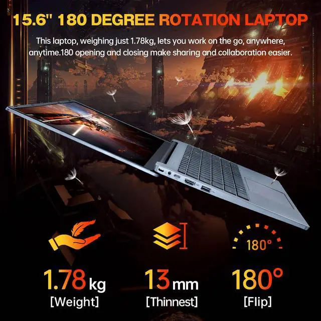 Alt view image 4 of 5 - BINHENGLON 15.6 inch Narrow Border Laptop, Celeron N95 UHD + GTX 1060 4GB,16G DDR4 Quad-Core,1920x1080 FHD IPS, Backlit Keyboard,Fingerprint Unlocking (Gray, 16GB+512GB SSD)