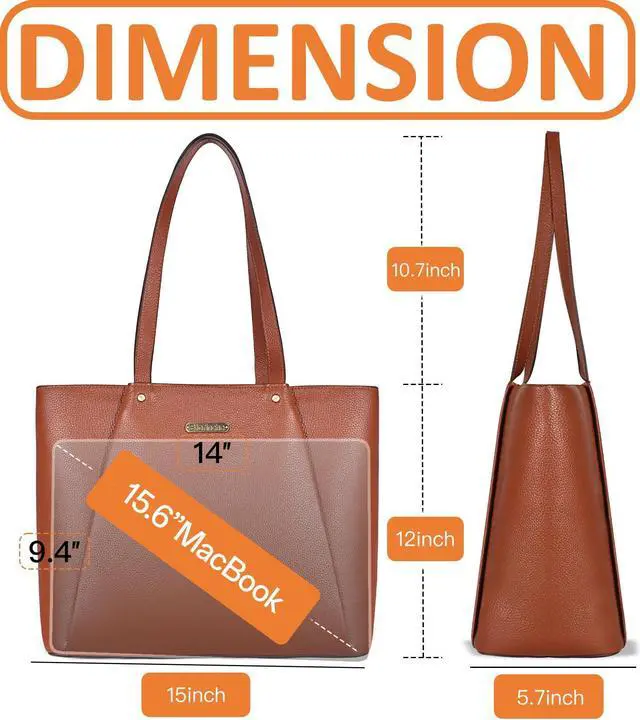 Alt view image 2 of 5 - Blofinche Genuine Leather Tote Bag for Women Large Handbag Purse 2 Pocket, 15.6inch Laptop Compartment, Work Office Computer