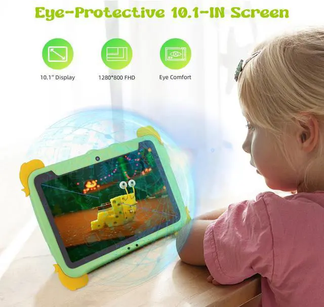 Alt view image 3 of 5 - C idea Tablet for Kids, 10 Inch Kids Tablet, Android 13 Child Tablets, 4GB RAM 64GB ROM, Learning Tablet for Children, 6000mAh, IWAWA Pre-Installed,Parental Control, Child Tablet for Boys, Girls-Green