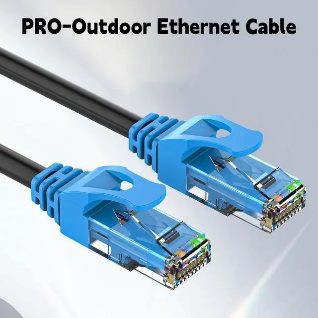 Alt view image 2 of 5 - 200FT Outdoor Cat6 Ethernet Cable, Heavy Duty Direct Burial, In-Ground, POE, Waterproof, LLDPE UV Resistant, UTP, 24AWG CCA Solid Cord, Network, Internet, LAN, Cat 6 Patch Cable - 200 Feet