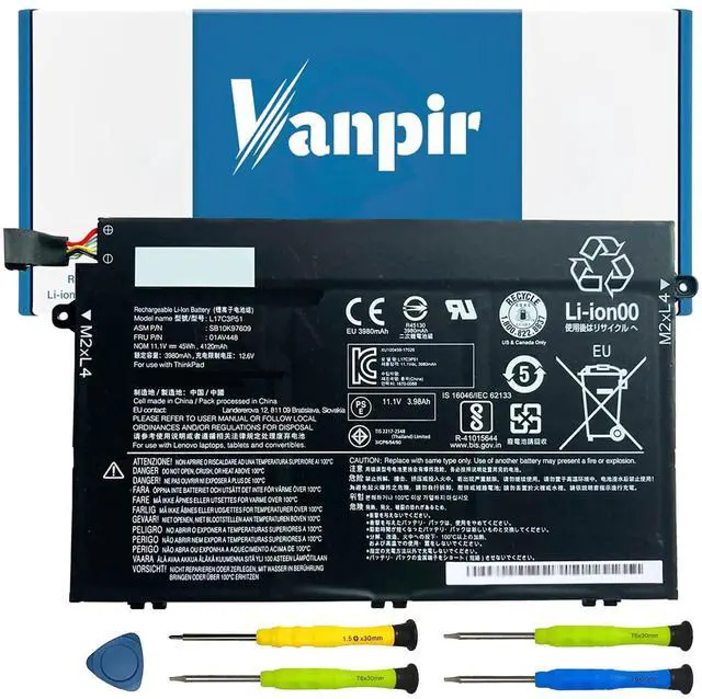 Main image of VANPIR L17C3P51 01AV448 Laptop Battery Compatible with Lenovo ThinkPad E14 E15 E480 E485 E495 E580 E585 E490 E590 E595 Series Notebook SB10K97609 L17M3P52 01AV447 L17L3P51 01AV445 L17M3P51 01AV446