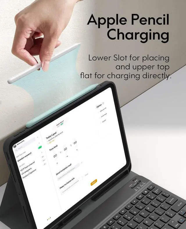 Alt view image 5 of 5 - CHESONA for iPad Pro 11 Inch (M4) 2024 Case with Keyboard, Magnetic Detachable Keyboard, Precise Cutouts Case with Pencil Holder, Rechargeable Wireless Folio Keyboard Case for iPad Pro M4 11'', Black