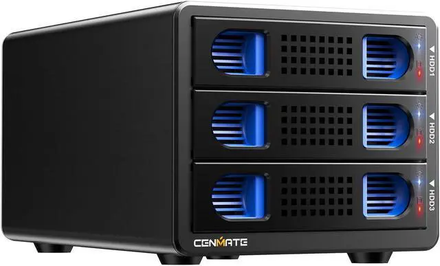 Main image of CENMATE 3 Bay 10Gbps Hard Drive Enclosure with Cooling Fan for 2.5"/3.5" SATA HDD/SSD with USB A/C 3.2 Gen 2, Support Hot Swappable, Daisy Chain Expansion, Tool-Free, DAS(NO RAID/NAS)