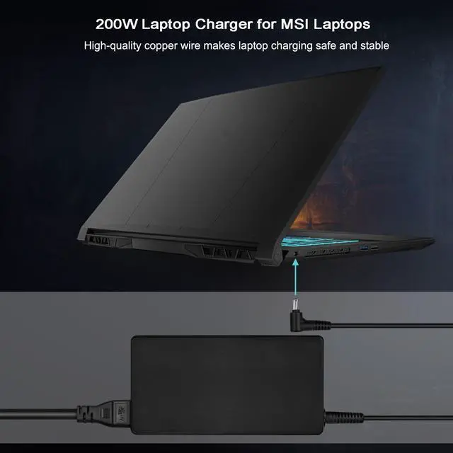 Alt view image 5 of 5 - 200W Katana A17 A15 Charger for msi Katana A17 A15 15 17 / Katana A17 AI A15 AI RTX 4070 4050 4060 Laptops Power Supply a21-200p2b adp-200jb f