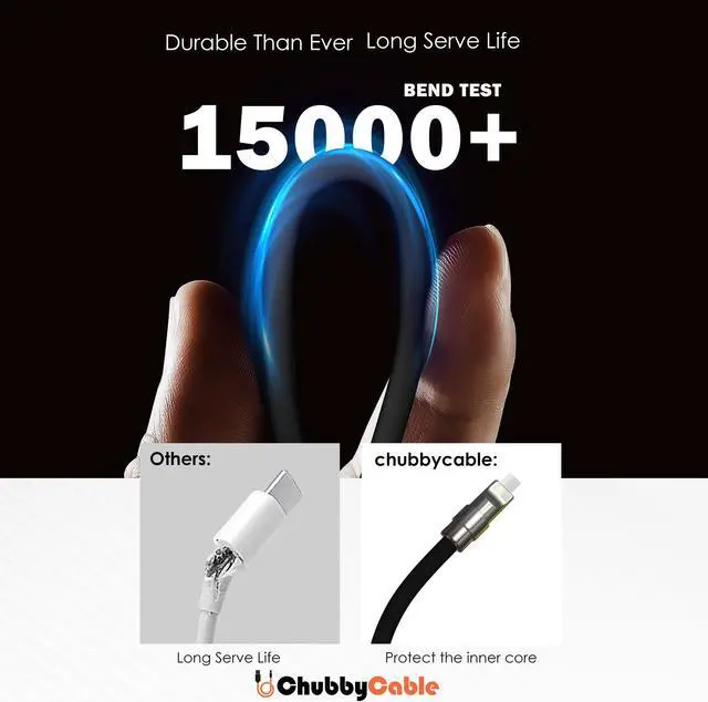 Alt view image 3 of 5 - chubbycable Black Chubby - Special Black Samurai Edition Silicone USB C Cable Durable 240W Fast Charging Cable Phones Tablets Power Bank Charger Cord, USB A to Type C, 6.6FT