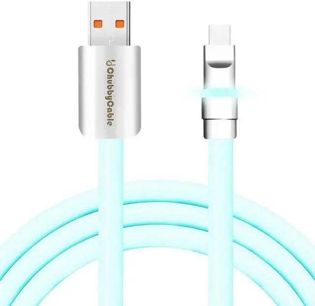 Main image of chubbycable Neon Chubby - Fast Charge Cable with Smart Light RGB Color Gradual Light Up LED USB Charging Cable, Light Blue, USB-A to Type-C, 8.5 FT