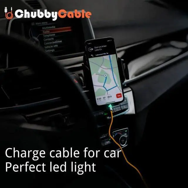 Alt view image 3 of 5 - chubbycable Neon Chubby - Fast Charge Cable with Smart Light RGB Color Gradual Light Up LED USB Charging Cable, Light Blue, USB-A to Type-C, 8.5 FT