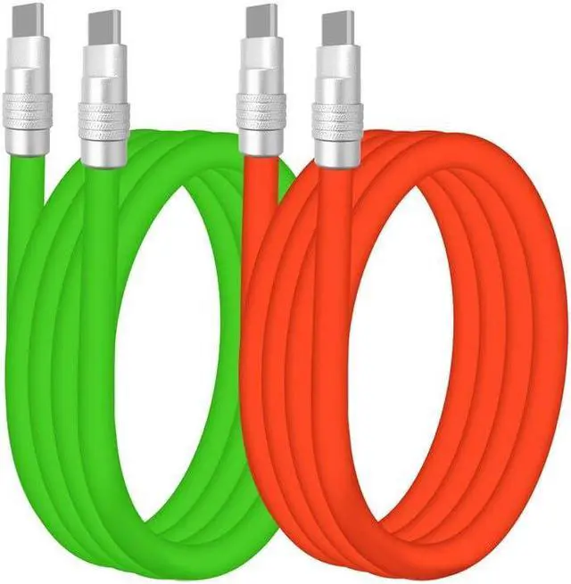 Main image of chubbycable Couple Chubby - 2-Pack 240W USB C Cable Extra Thick Silicone Fast Charging Cable Compatible with iPhone 16/15 Series iPad Galaxy Series, Green+Red, Type-C to Type-C, 9.8FT