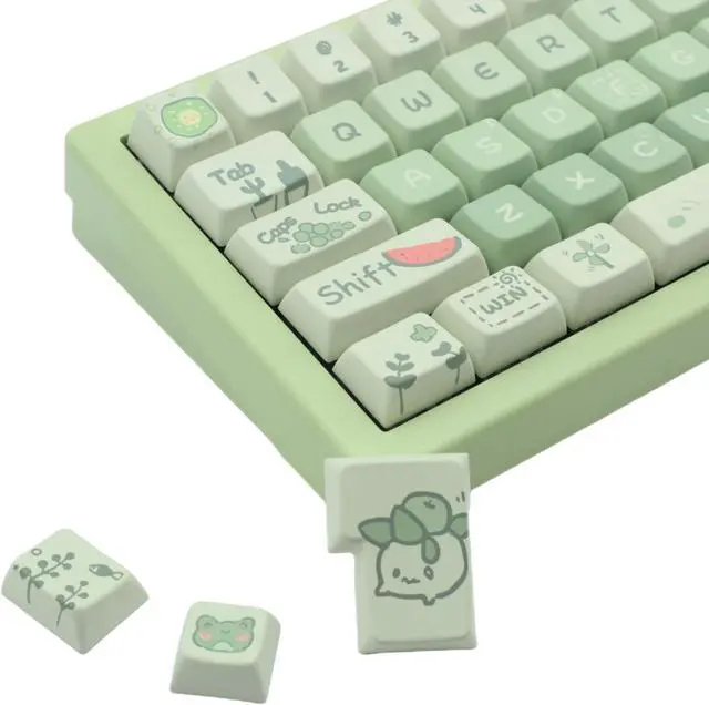 Main image of Cmokifuly Frog Cute Keycaps MDA Profile Keycaps,Custom PBT Keycaps for Mechanical Keyboard,148 Keys Dye-Sub Cute Keycaps (Green)