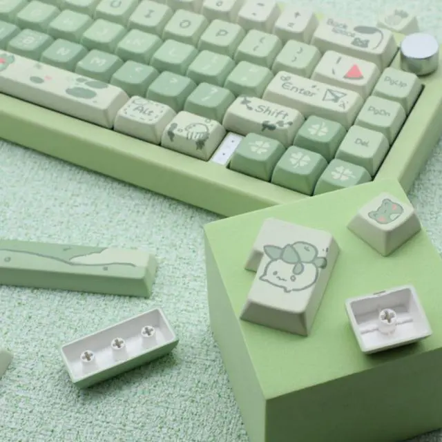 Alt view image 4 of 5 - Cmokifuly Frog Cute Keycaps MDA Profile Keycaps,Custom PBT Keycaps for Mechanical Keyboard,148 Keys Dye-Sub Cute Keycaps (Green)