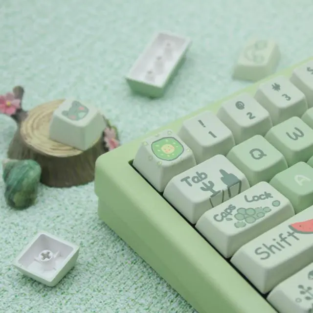 Alt view image 5 of 5 - Cmokifuly Frog Cute Keycaps MDA Profile Keycaps,Custom PBT Keycaps for Mechanical Keyboard,148 Keys Dye-Sub Cute Keycaps (Green)