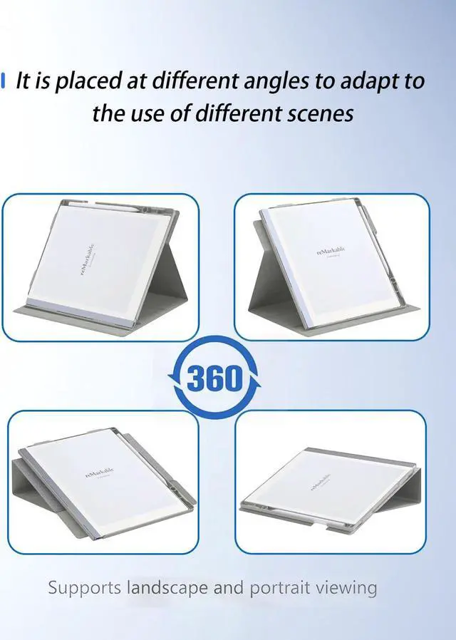 Alt view image 2 of 5 - Case for Remarkable Paper Pro eBook 2024 11.8 inch,Folding Stand Protective,BOVUGAC Case Cover with Pencil Holder,Full Protection,Premium PU,Scratch Resistant(Gray)
