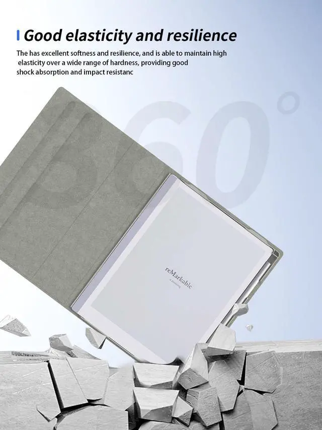Alt view image 4 of 5 - Case for Remarkable Paper Pro eBook 2024 11.8 inch,Folding Stand Protective,BOVUGAC Case Cover with Pencil Holder,Full Protection,Premium PU,Scratch Resistant(Gray)