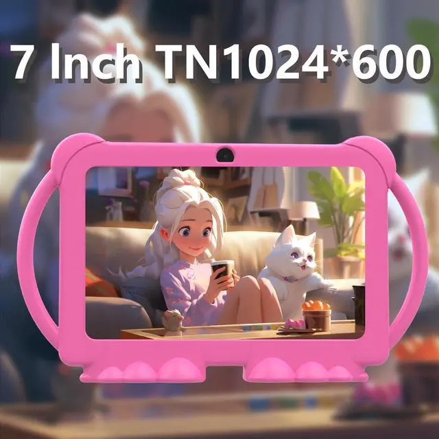 Alt view image 4 of 5 - Android 12 Kids Tablet, 7 inch Tablet for Kids, 4GB RAM 32GB ROM Toddler Tablet with Case, Quad-core Processor, 1024*600 IPS Screen, Parental Control, Dual Camera, IWAWA APP Children Tablet for Girls