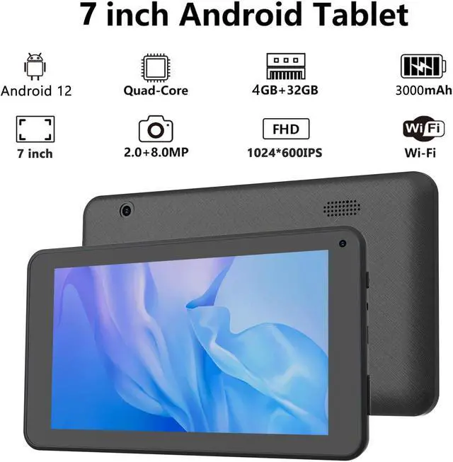 Alt view image 2 of 5 - CUPEISI Android 12 Tablet, 7 inch Tablet, 4GB RAM+32GB ROM/ 1TB Expandable,1.6Ghz Quad-core Processor Computer, 1024 * 600 IPS Touch Screen, 5MP Dual Camera, 2.4G/5G WiFi6 BT 5.0 Games