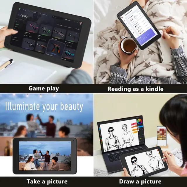 Alt view image 4 of 5 - CUPEISI Android 12 Tablet, 7 inch Tablet, 4GB RAM+32GB ROM/ 1TB Expandable,1.6Ghz Quad-core Processor Computer, 1024 * 600 IPS Touch Screen, 5MP Dual Camera, 2.4G/5G WiFi6 BT 5.0 Games