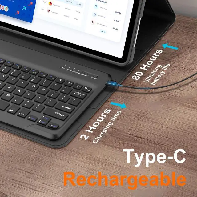 Alt view image 3 of 5 - D DINGRICH Keyboard Case for iPad Air 13 inch (M2) 2024, Smart Folio Cover with Pencil Holder, Rechargeable, Magnetic Wireless Keyboard for iPad Air 13, Only Compatible with Model A2898/A2899/A2900