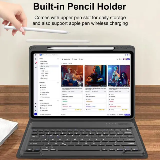 Alt view image 5 of 5 - D DINGRICH Keyboard Case for iPad Air 13 inch (M2) 2024, Smart Folio Cover with Pencil Holder, Rechargeable, Magnetic Wireless Keyboard for iPad Air 13, Only Compatible with Model A2898/A2899/A2900