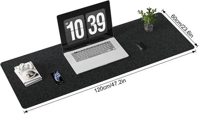 Alt view image 2 of 5 - Large Felt Desk Mat,47.2"x 23.6",Non-Slip Desk Pad for Office and Home,120x60cm Full Table Mouse Pad,Keyboard Mats for Desk,Desktop Protection(Dark Gray)