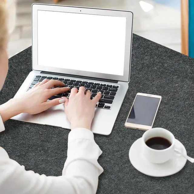 Alt view image 3 of 5 - Large Felt Desk Mat,47.2"x 23.6",Non-Slip Desk Pad for Office and Home,120x60cm Full Table Mouse Pad,Keyboard Mats for Desk,Desktop Protection(Dark Gray)