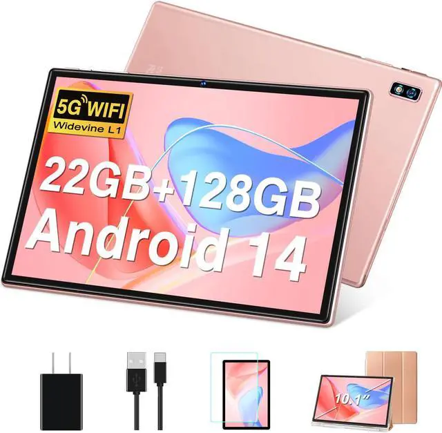 Main image of DEERTiME Tablet Android 14 Tablets 10.1 inch with 22GB RAM 128GB ROM, Octa-Core Processor 8000mAh TF 1TB, G+G HD IPS Display Tableta, Dual Camera, Widevine L1 Bluetooth GPS Tablet PC (Rose Gold)
