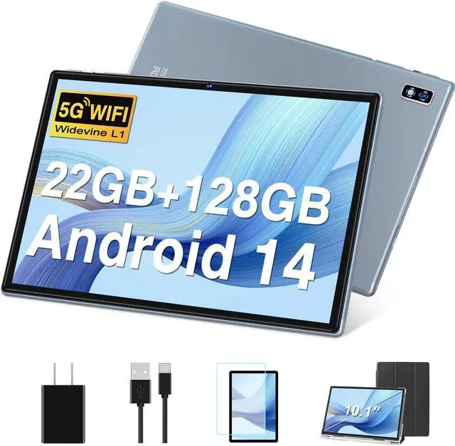 Main image of DEERTiME Tablet Android 14 Tablets 10.1 inch with 22GB RAM 128GB ROM, Octa-Core Processor 8000mAh TF 1TB, G+G HD IPS Display Tableta, Dual Camera, Widevine L1 Bluetooth GPS Tablet PC (Gray)