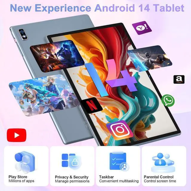 Alt view image 2 of 5 - DEERTiME Tablet Android 14 Tablets 10.1 inch with 22GB RAM 128GB ROM, Octa-Core Processor 8000mAh TF 1TB, G+G HD IPS Display Tableta, Dual Camera, Widevine L1 Bluetooth GPS Tablet PC (Gray)